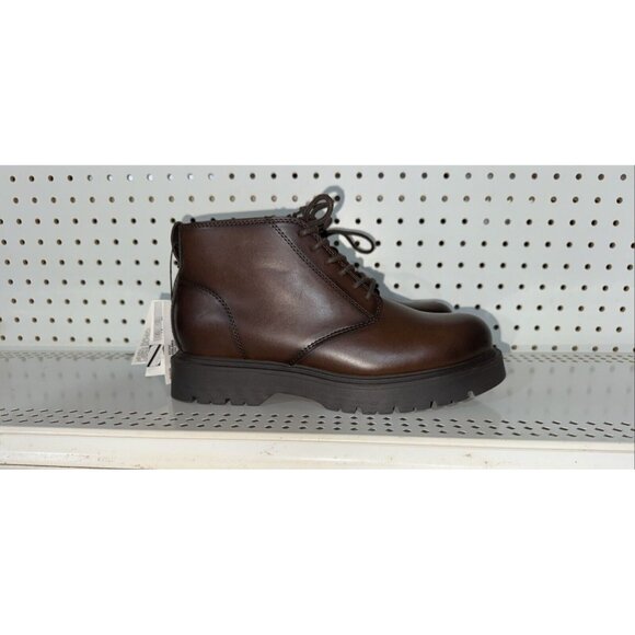 Zara Mens Leather Lace Up Ankle Chukka Boots Size EU 41 US 8 Brown - Picture 1 of 9
